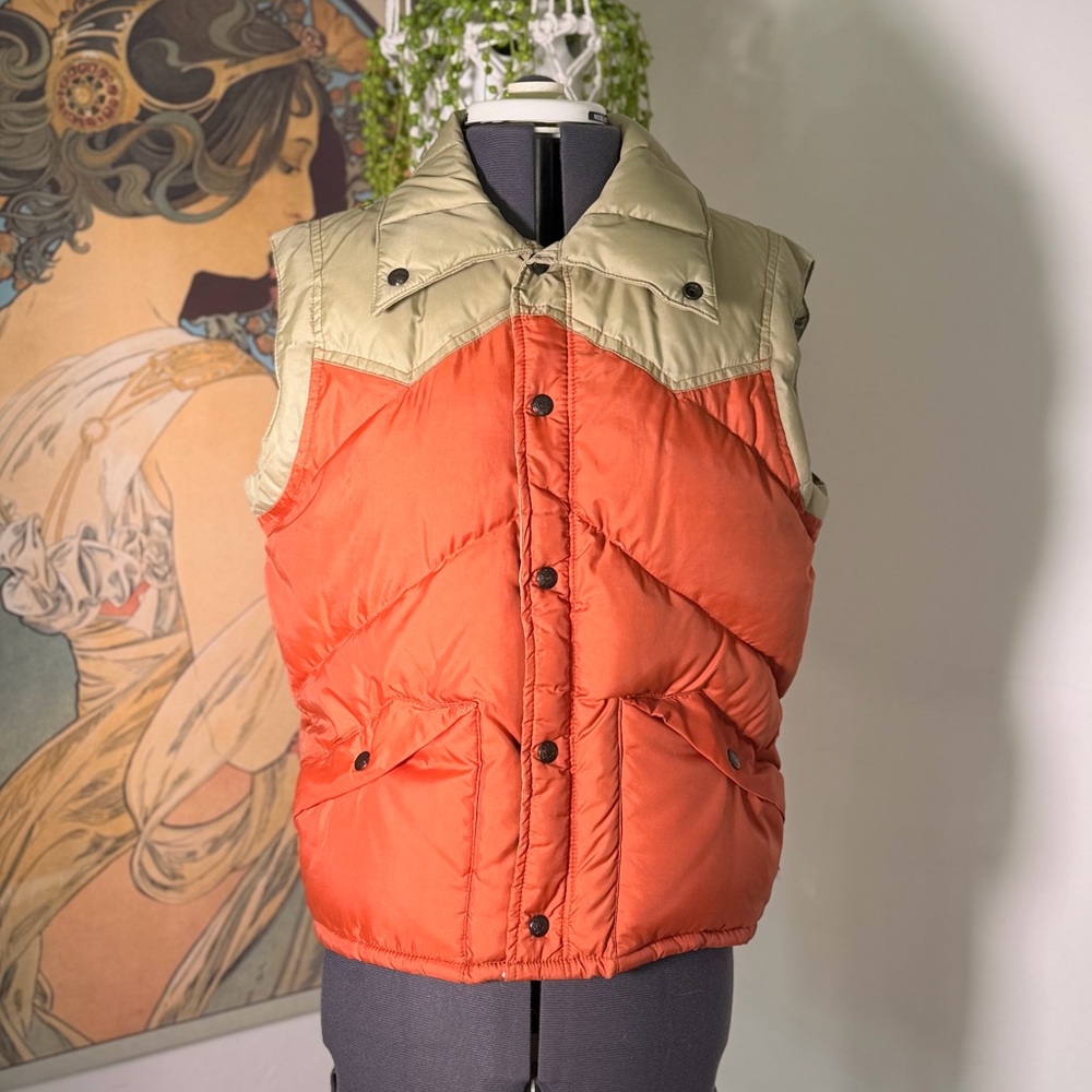 Vintage 70’s‎ Sunshine Cover-Ups Puffer Down Insulated Dagger Collar Vest Small